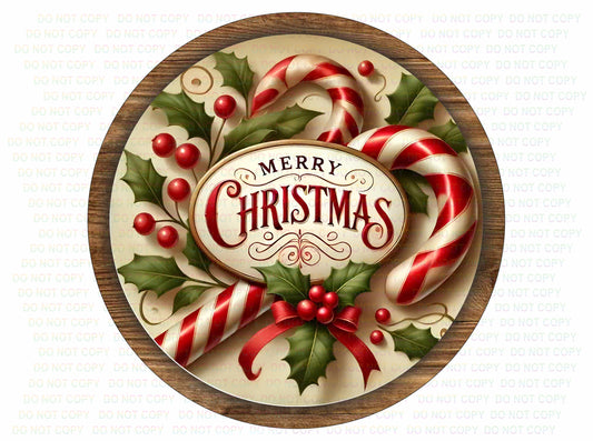 Merry Christmas Candy Cane wreath sign