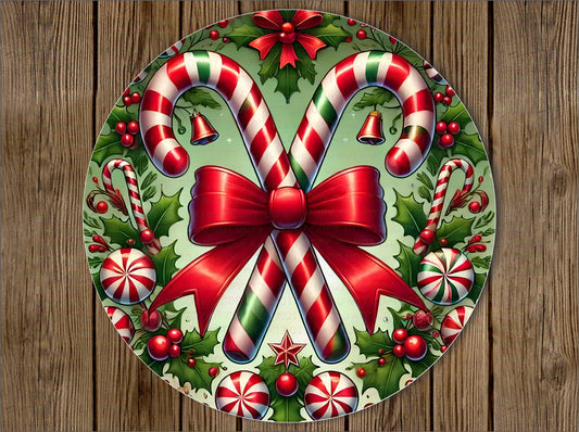 Candy Cane wreath sign, christmas candy wreath sign