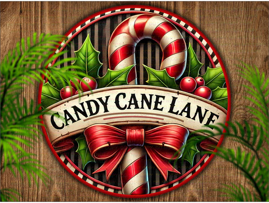 Candy Cane Lane wreath sign, christmas candy wreath sign