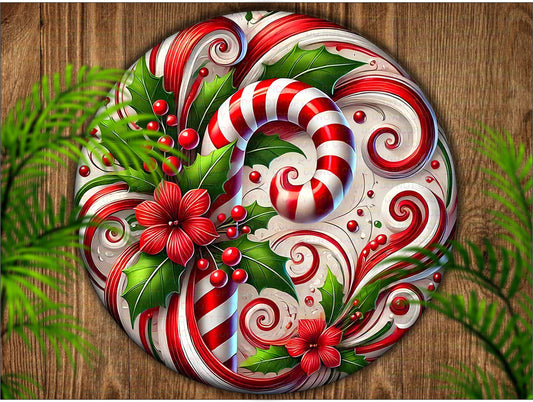 Candy Cane wreath sign, christmas candy wreath sign