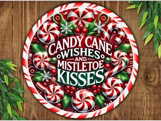 Its a Candy Cane Christmas wreath sign, candy cane wishes