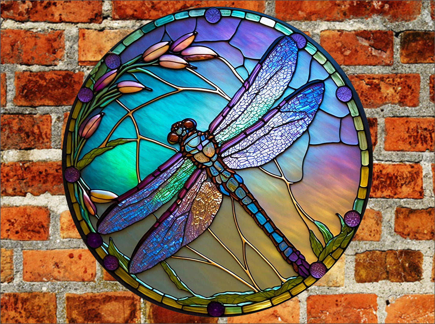 Dragonfly sign, Dragonfly wreath sign, Stained glass dragonfly, Faux Stained Glass sign, Metal Dragonfly sign, Welcome wreath sign (Copy)