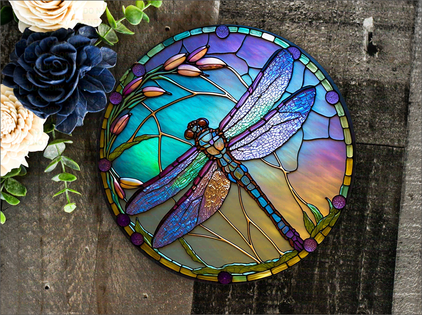 Dragonfly sign, Dragonfly wreath sign, Stained glass dragonfly, Faux Stained Glass sign, Metal Dragonfly sign, Welcome wreath sign (Copy)