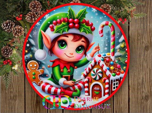 Elf wreath sign, Candy elf sign, xmas elf, xmas elf decor