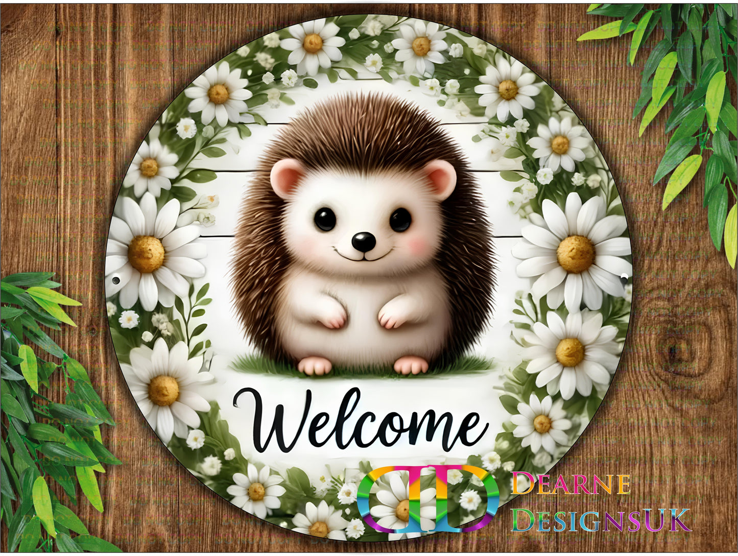 Hedgehog sign, Hedgehog wreath sign, Hedgehog sanctuary sign