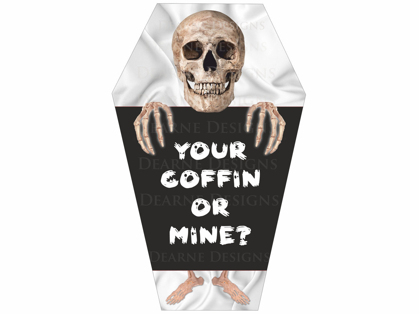 Your Coffin Or Mine wreath sign Halloween door sign with skeleton and coffin style funny comment