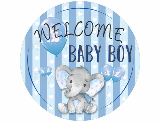 Baby boy wreath sign, baby boy shower, baby shower sign, welcome baby boy wreath sign