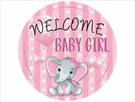 Baby girl wreath sign, baby girl shower, baby shower sign, welcome baby girl wreath sign