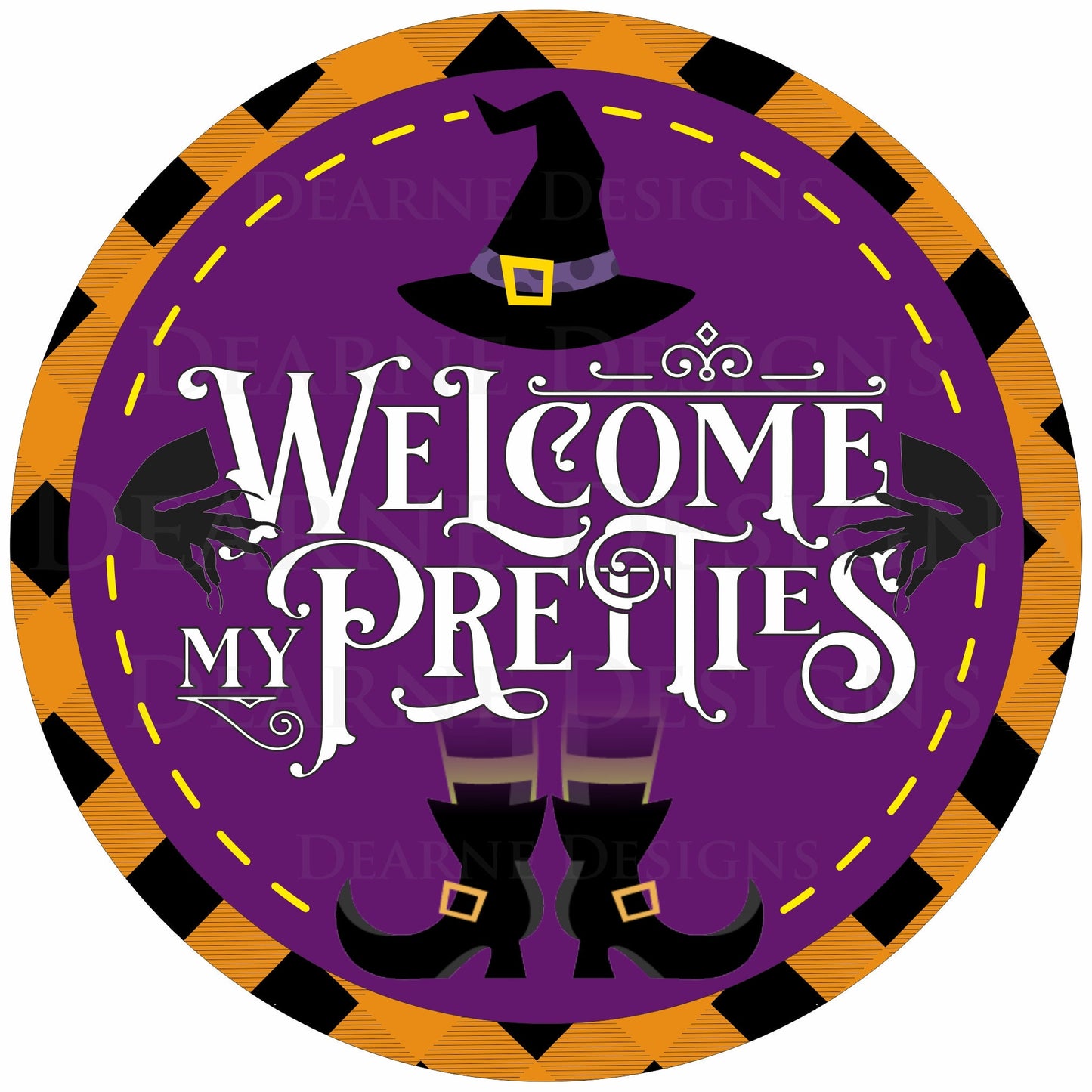 Welcome my pretties halloween wreath sign, witch welcome sign