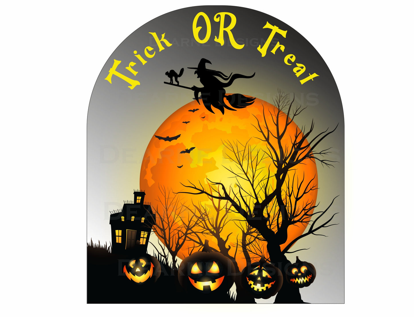 Trick or treat wreath sign, grave stone halloween sign