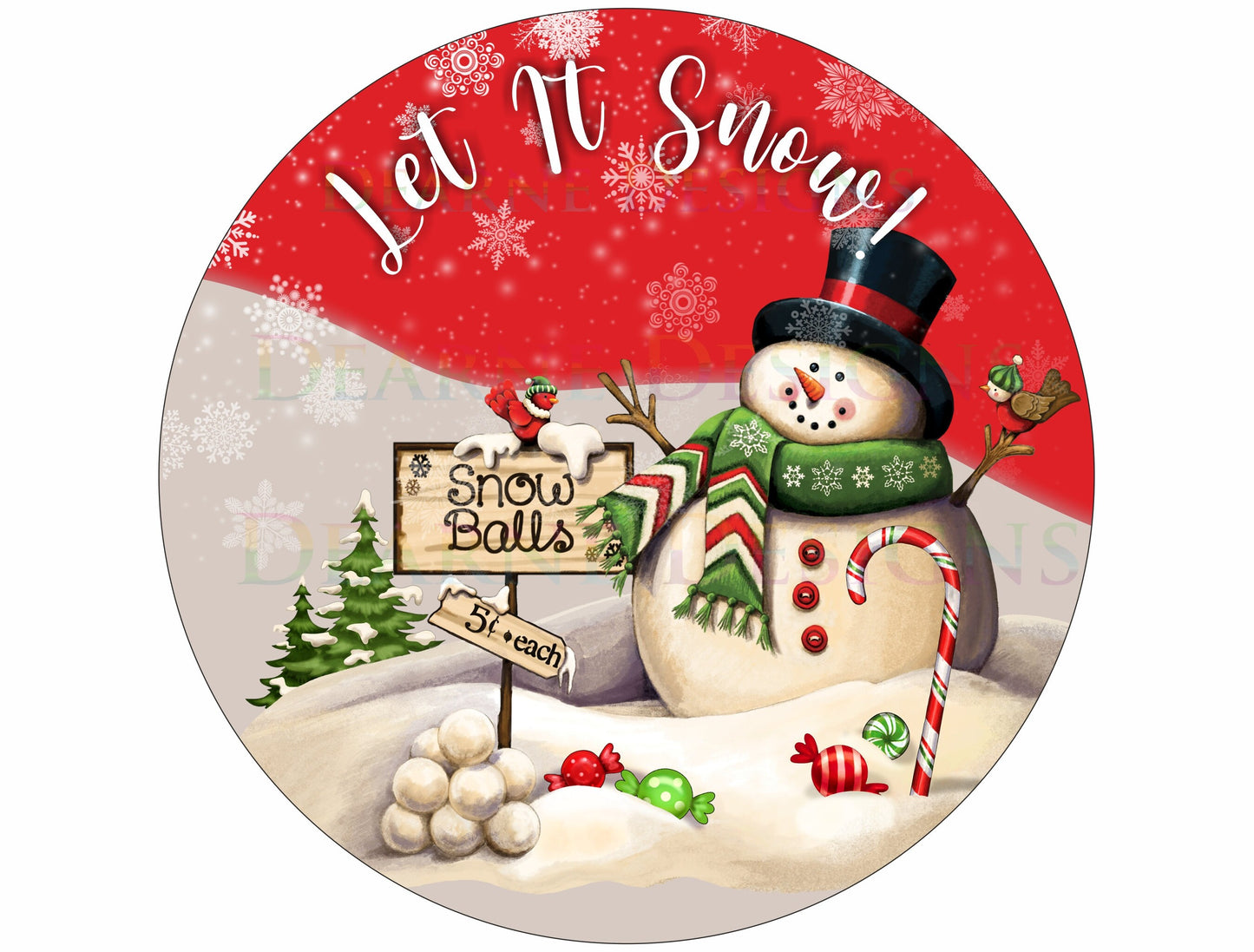 Let it snow wreath sign, christmas snowman sign