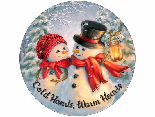 Cold Hands Warm Hearts wreath sign, snowman wreath sign