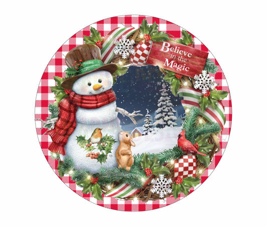 Christmas snow scene wreath sign