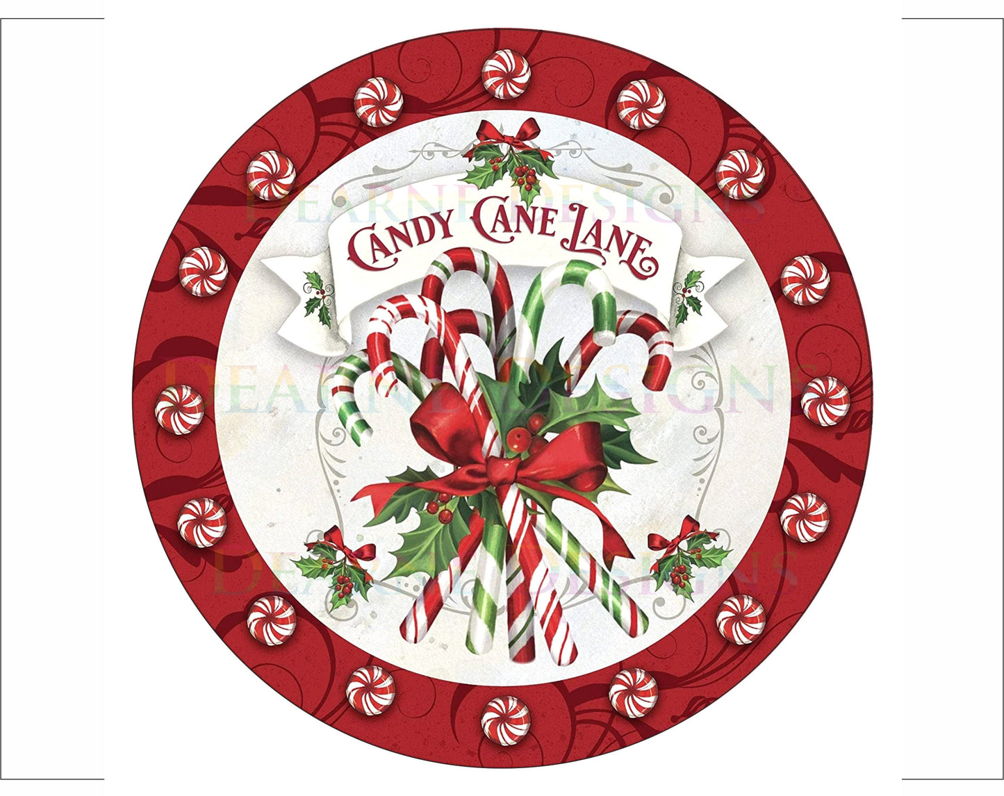 Candy Cane Lane wreath sign, christmas candy wreath sign