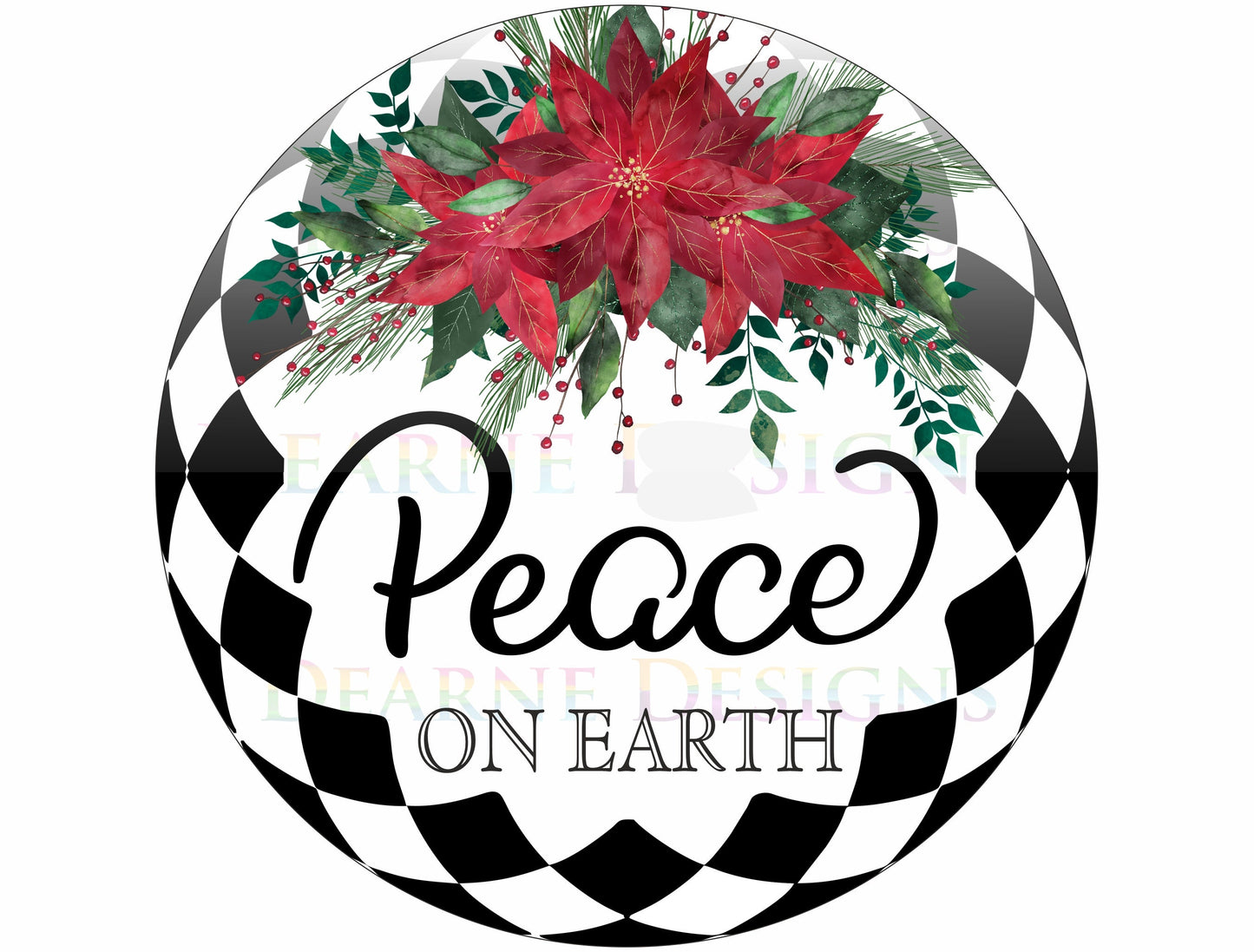 Peace on Earth wreath sign, Poinsettia wreath sign