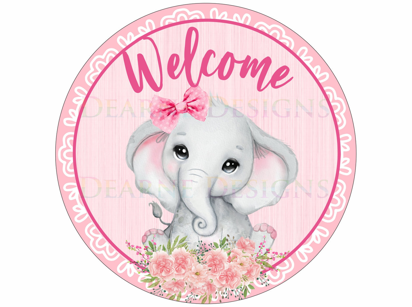 Baby girl welcome wreath sign, baby girl shower, baby shower sign, welcome baby girl wreath sign