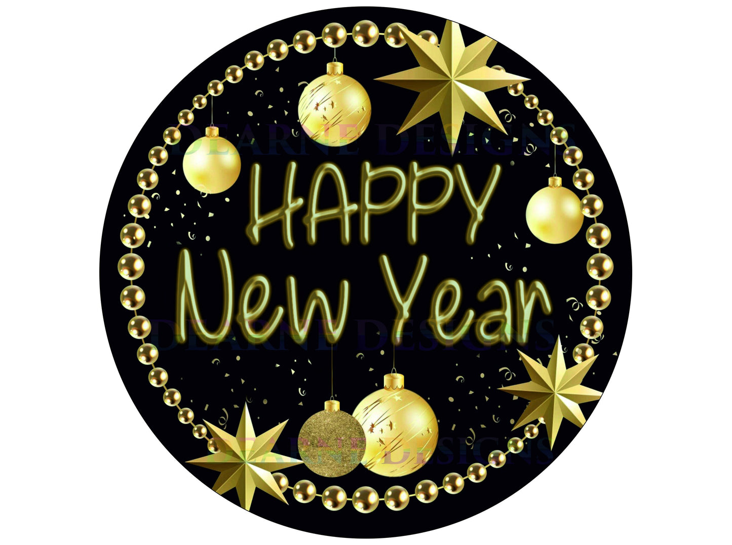 Happy New Year wreath sign, new year wreath sign