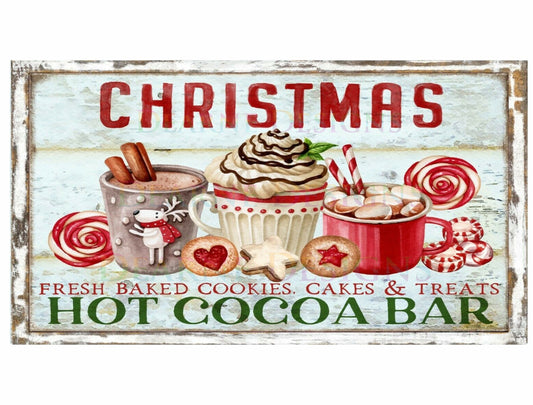 Christmas hot cocoa bar wreath Sign, cocoa bar wreath sign, xmas cocoa bar sign