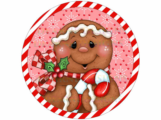 Gingerbread man wreath sign, gingerbread candy sign, Gingerbread wreath