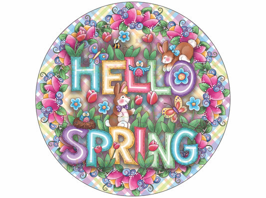 Hello Spring wreath sign, Happy spring wreath sign, cute gonk spring sign