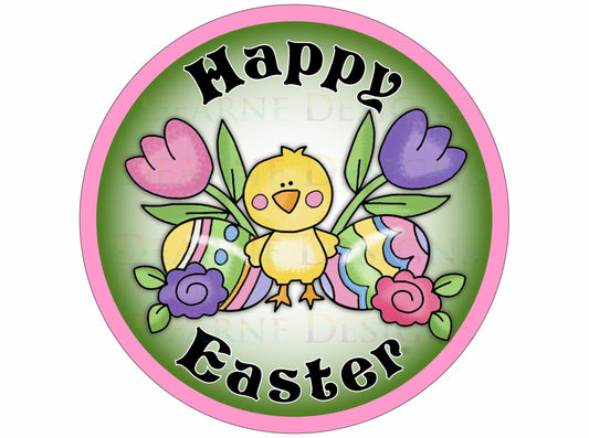 Happy Easter wreath sign, easter chick wreath sign, cute easter chick sign