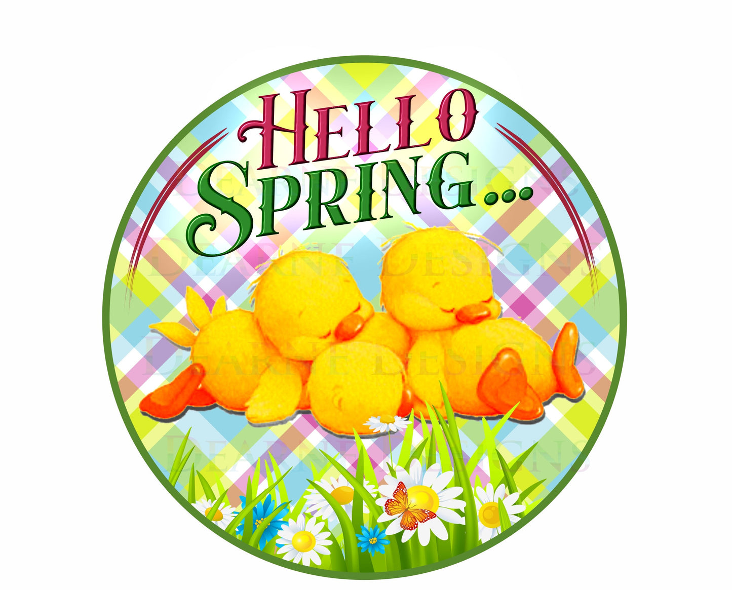 Hello Spring wreath sign, Happy spring wreath sign, cute spring sign