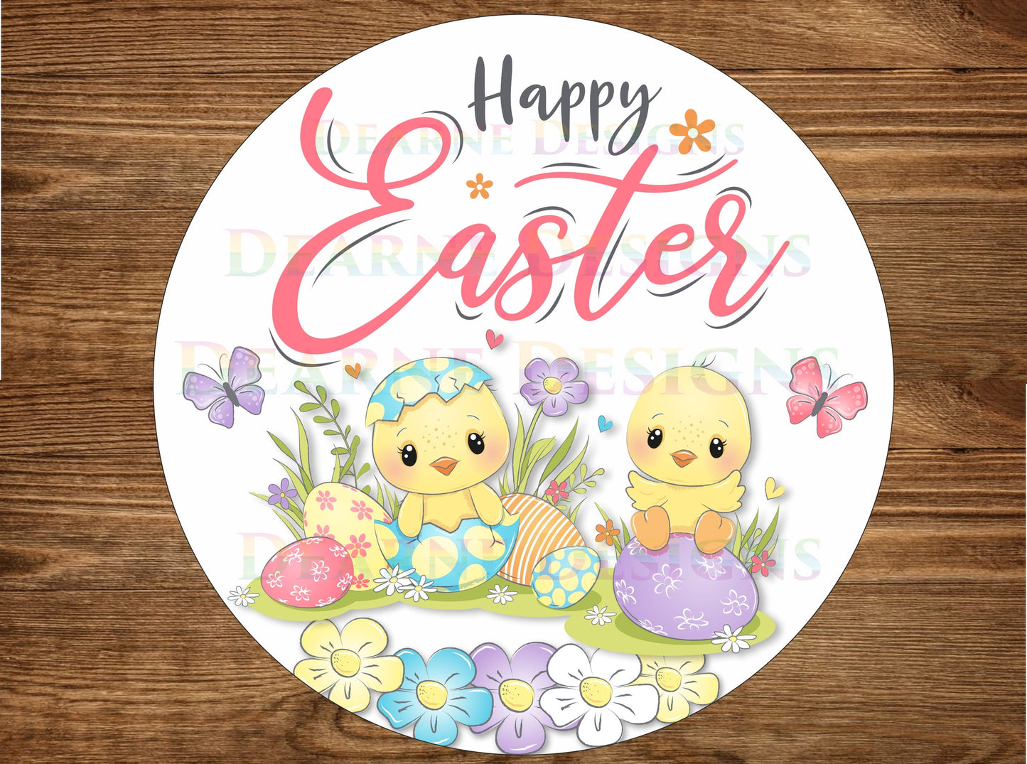 Happy Easter wreath sign, easter chick wreath sign, cute easter chick sign