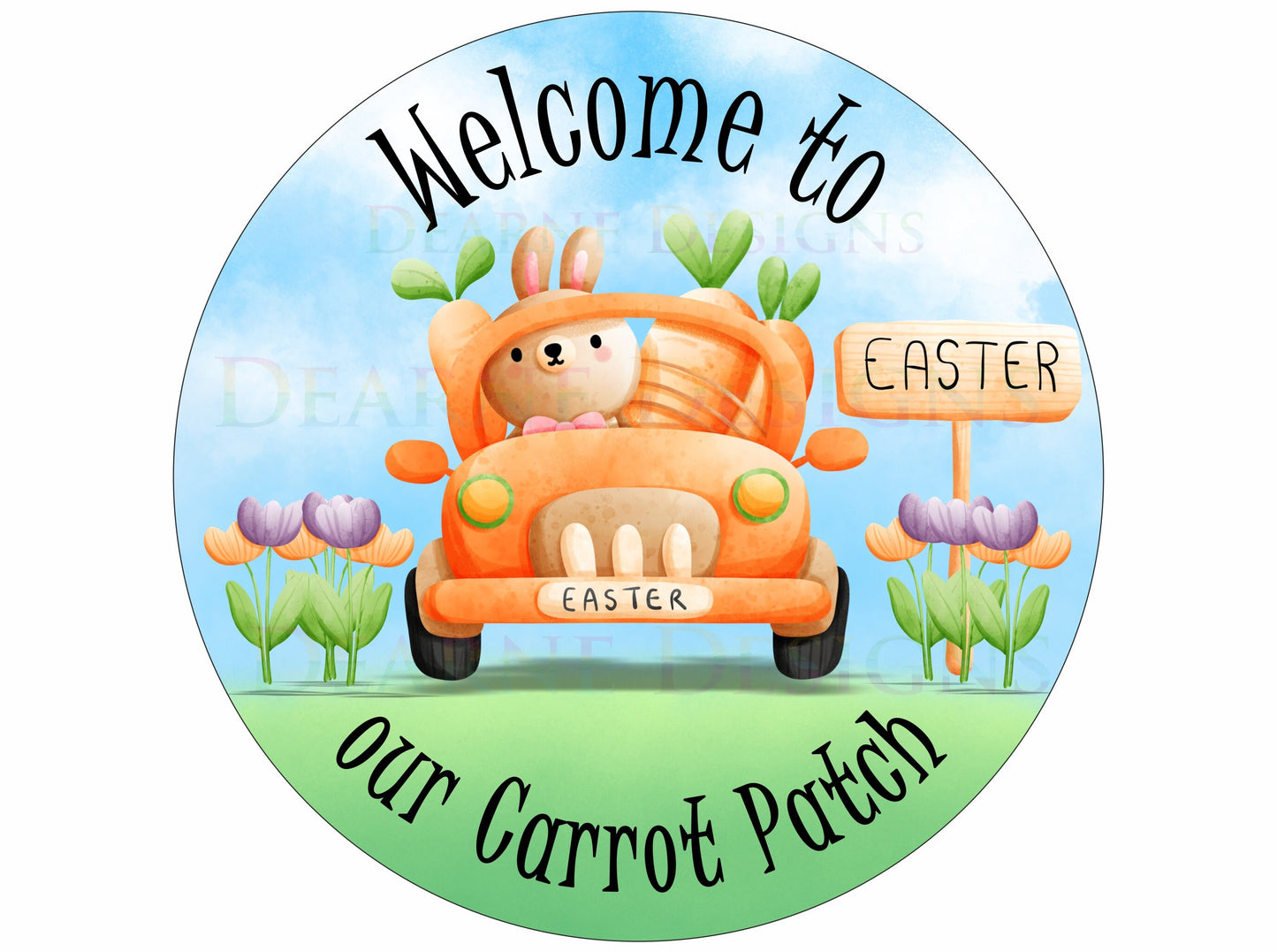 Easter wreath sign, easter bunny wreath sign, cute easter bunny sign, carrot patch sign