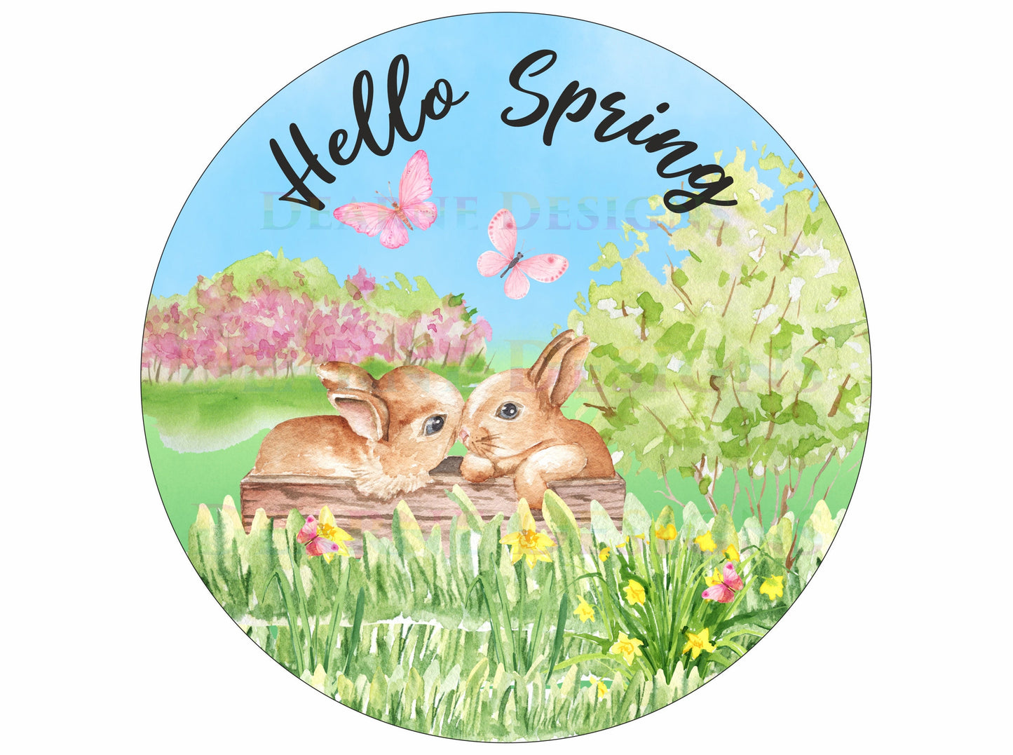 Hello Spring wreath sign, Happy spring wreath sign, cute rabbit spring sign