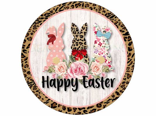 Happy Easter wreath sign, easter bunny wreath sign, cute easter bunny sign, bunny trio sign