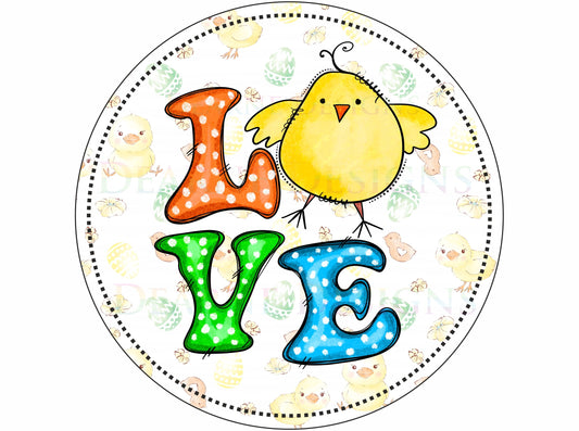 LOVE chick easter wreath sign, easter chick wreath sign, easter sign