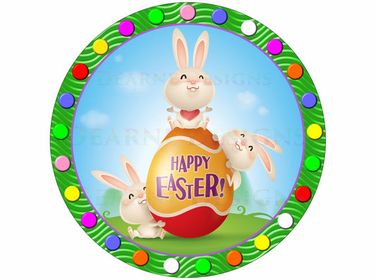 Happy Easter wreath sign, easter bunny wreath sign, cute easter bunny sign