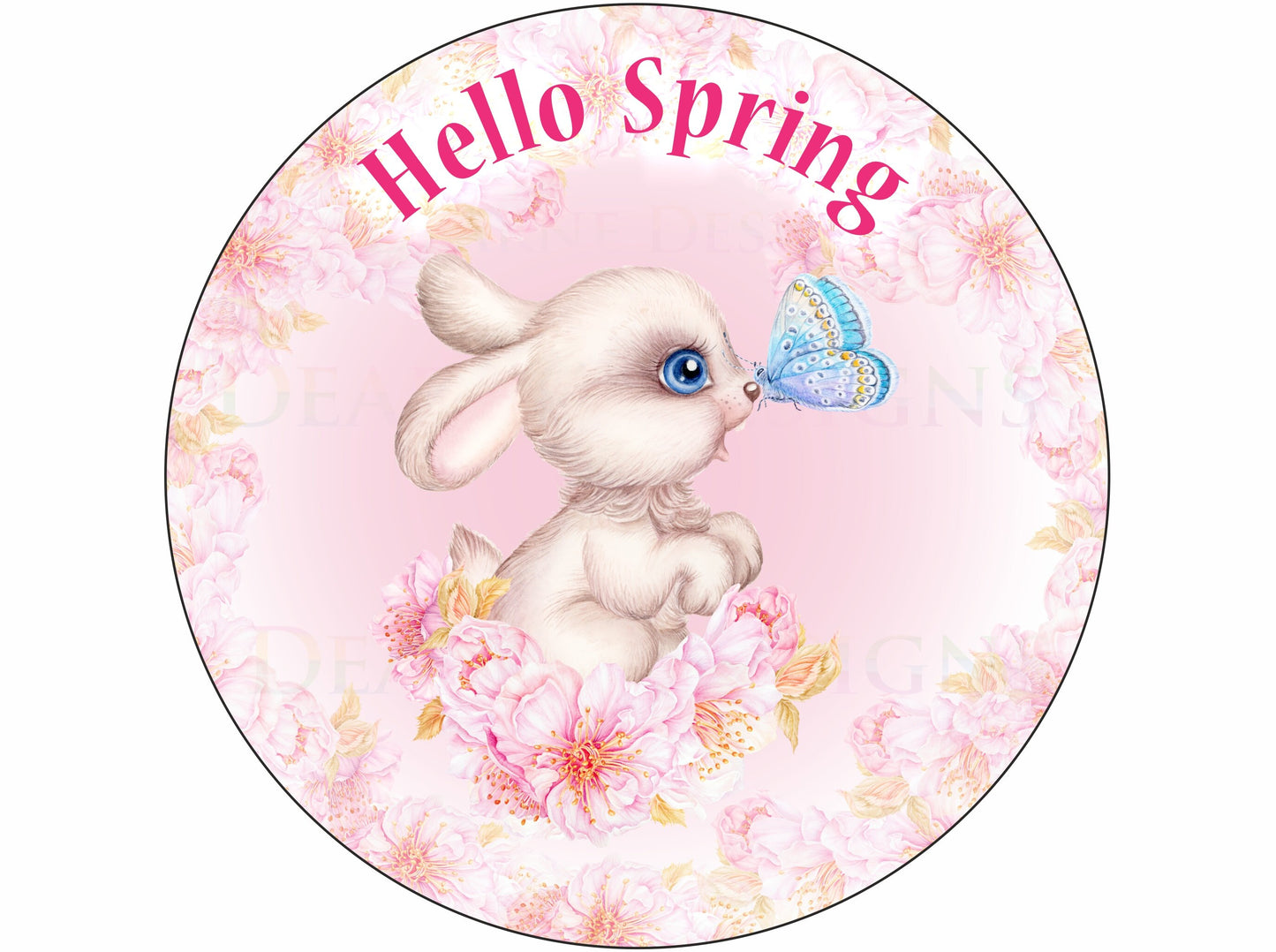 Hello Spring wreath sign, Happy spring wreath sign, cute rabbit spring sign