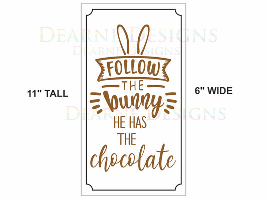 Follow the bunny wreath sign, chocolate easter, easter wreath sign