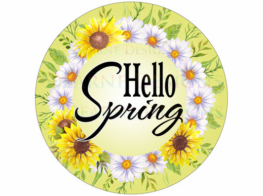 Hello Spring wreath sign, Happy spring wreath sign, spring daisy sign, sunflower spring wreath sign