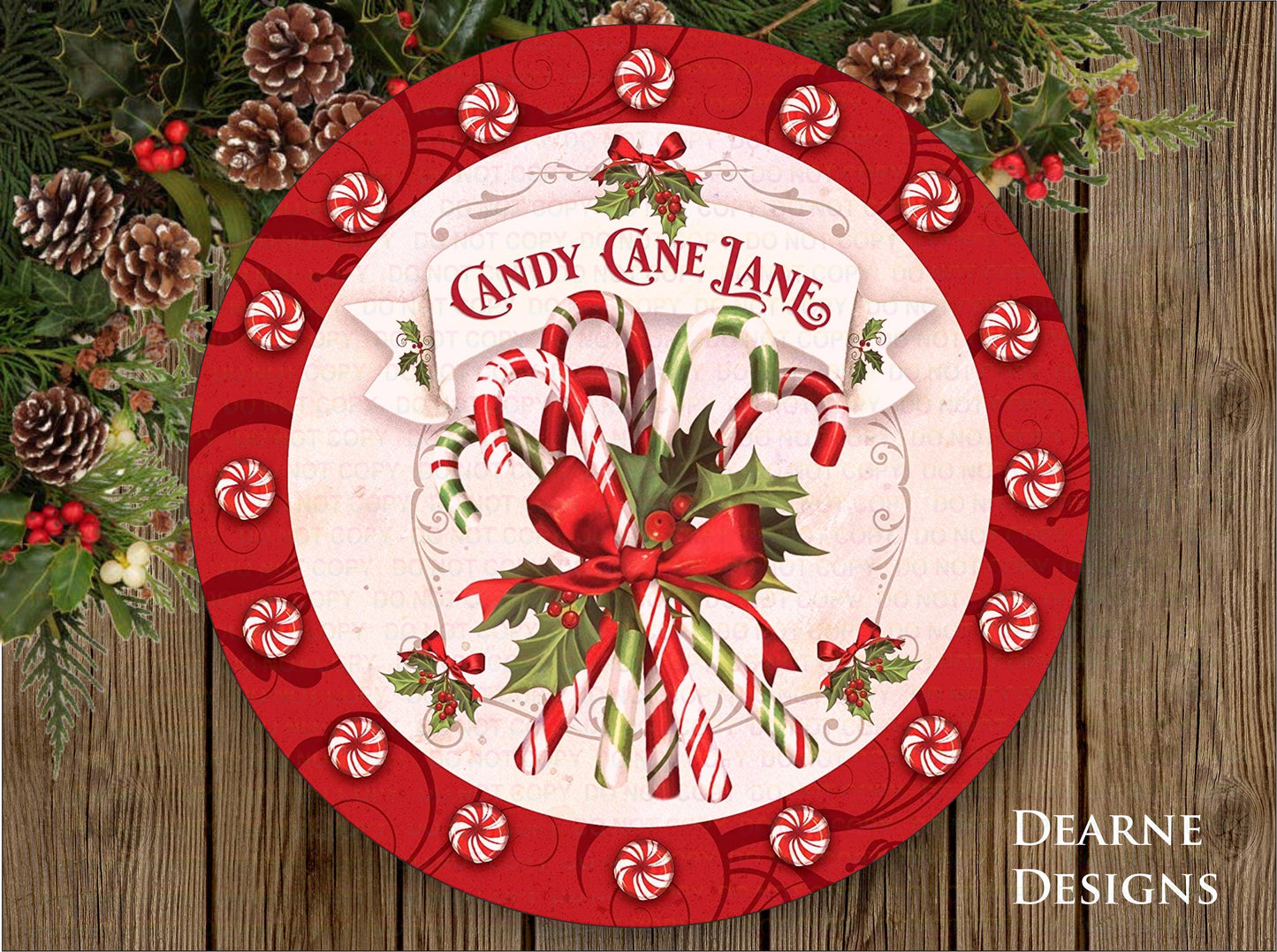 Candy Cane Lane wreath sign, christmas candy wreath sign