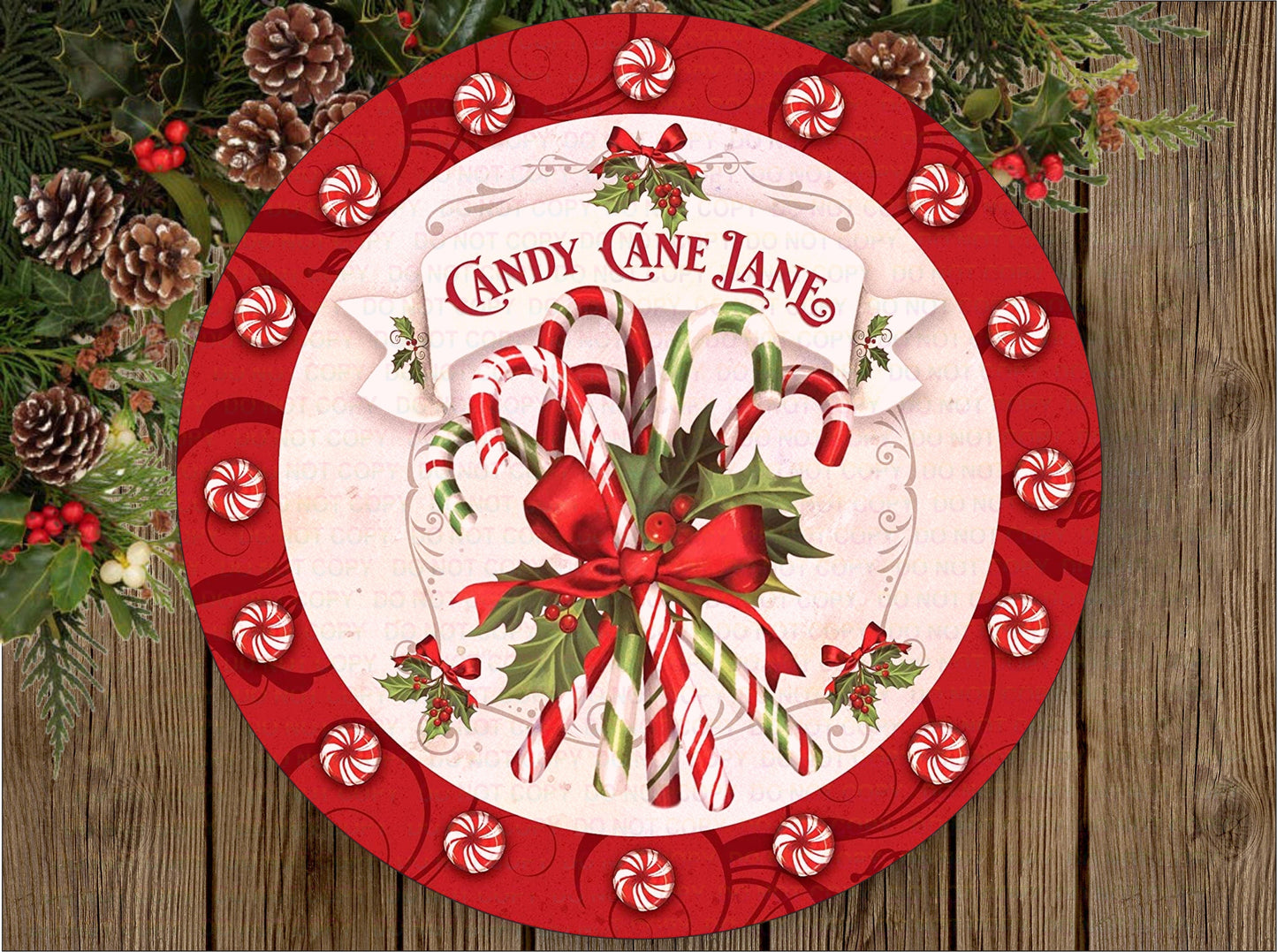 Candy Cane Lane wreath sign, christmas candy wreath sign