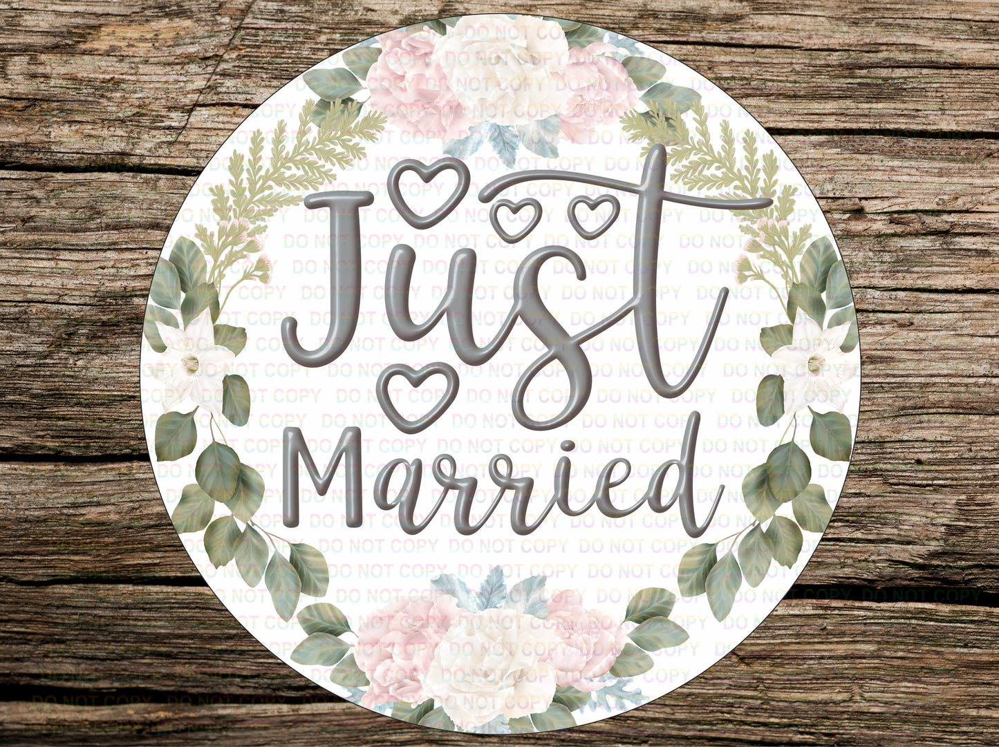 Just Married sign, Just Married wreath sign, Married wreath sign, Wedding wreath sign