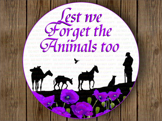 We Will Remember Them animal remembrance wreath sign, Poppy Day sign, Round Remembrance wreath sign