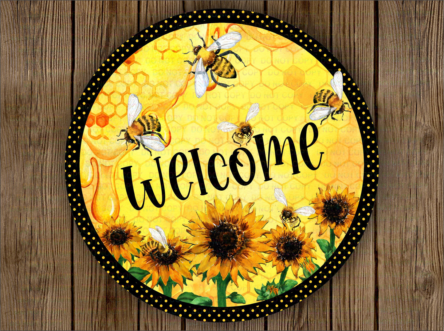 Welcome wreath sign, bee wreath sign, bee theme sign, bee style wreath sign, bee plaque, welcome to our hive