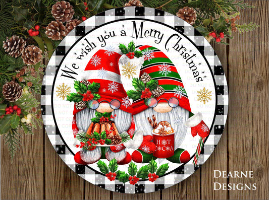 Wish you a Merry Christmas wreath sign, christmas gnome wreath sign