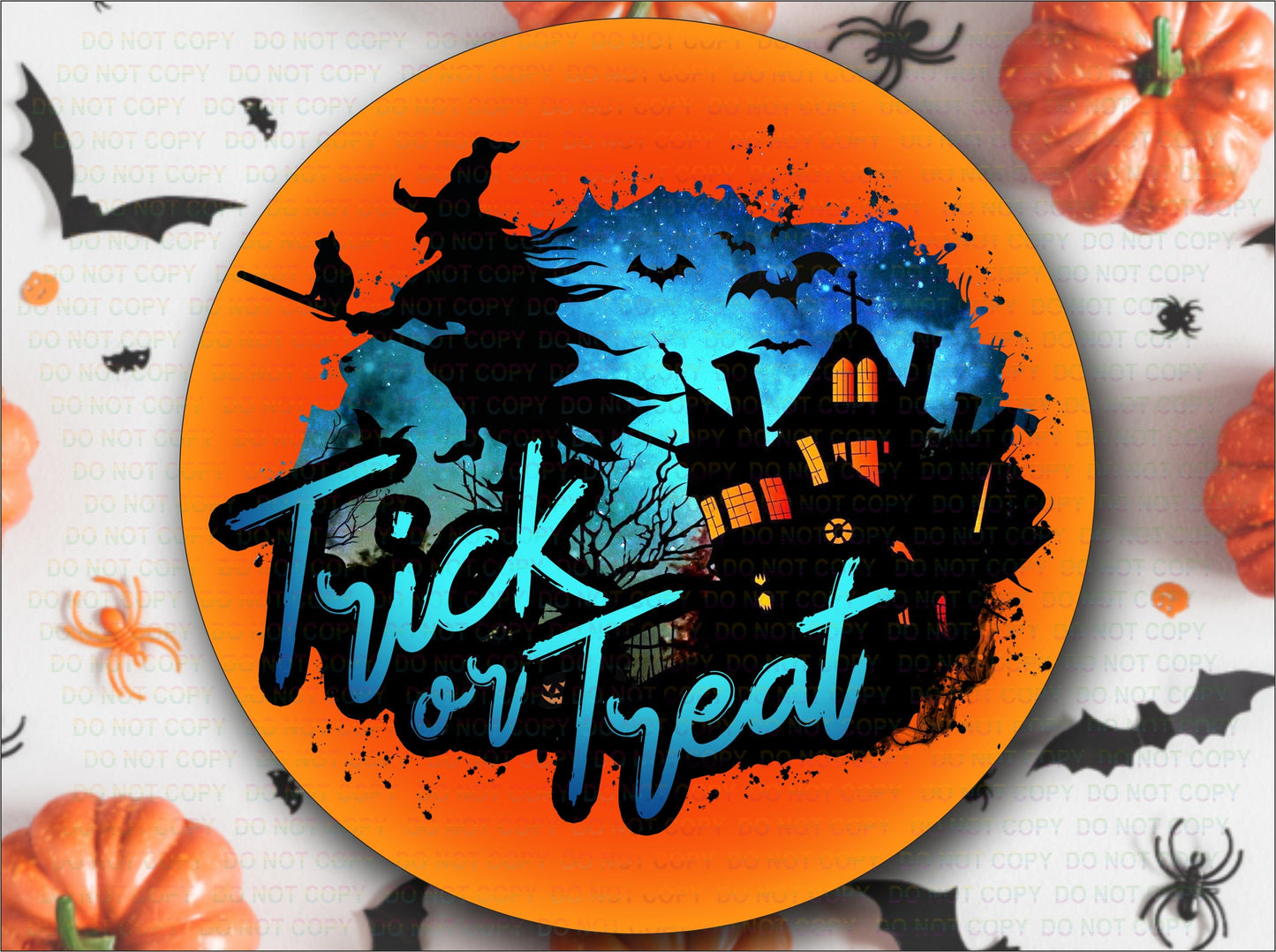 Halloween wreath sign, Trick or treat sign, Trick or treat wreath sign