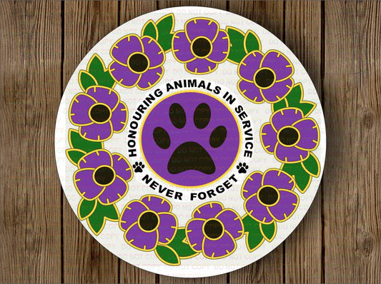 We Will Remember Them animal remembrance wreath sign, Poppy Day sign