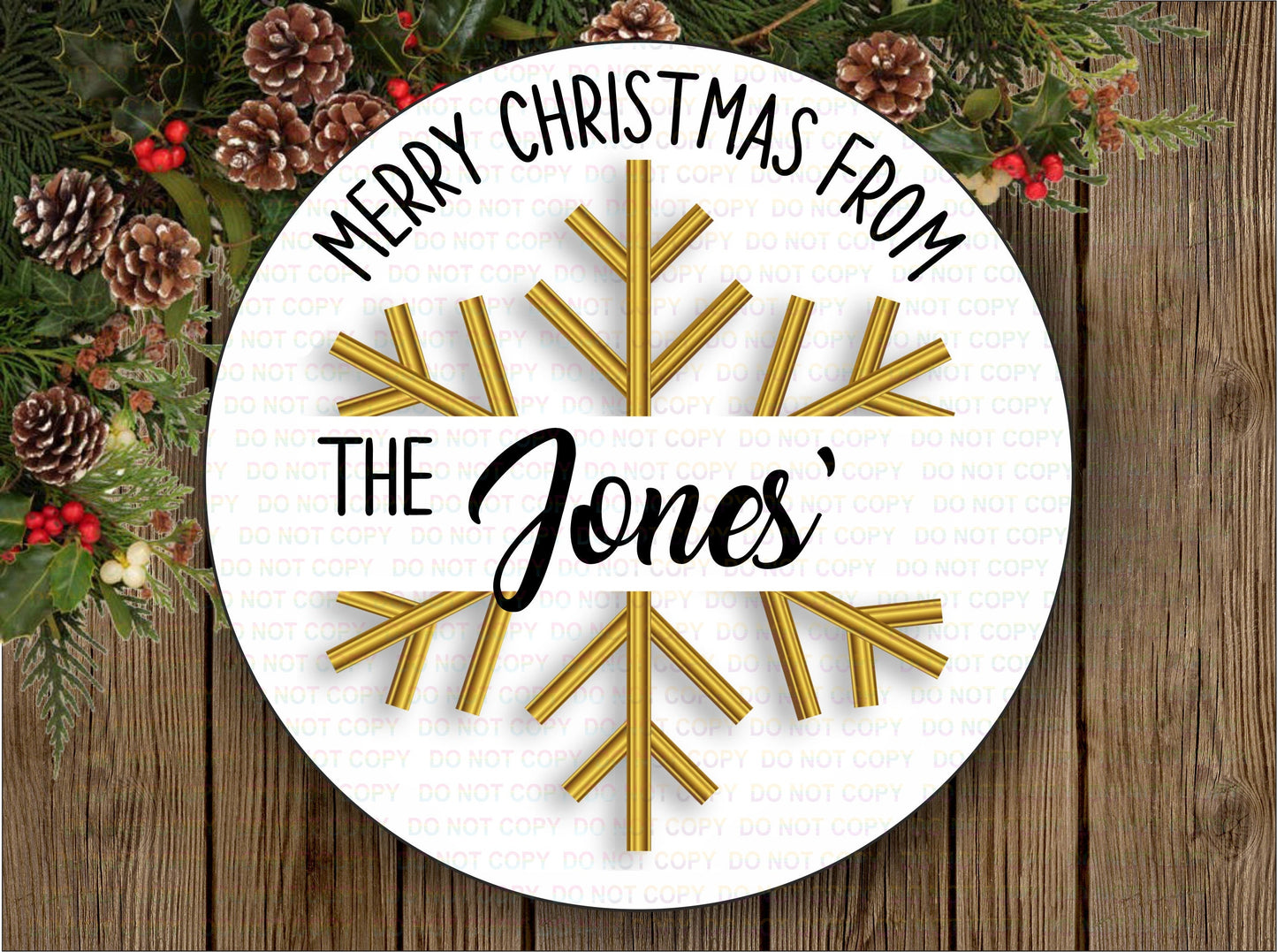 Merry Christmas wreath sign, Personalised Christmas wreath sign