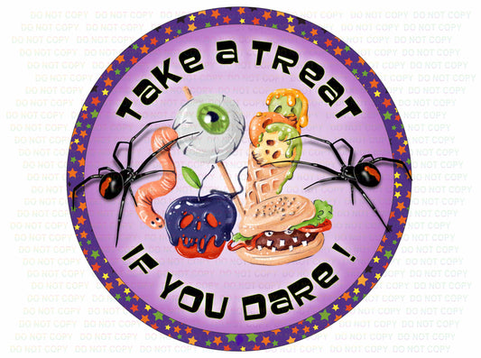 Trick or treat halloween wreath sign, halloween sign, take a treat sign