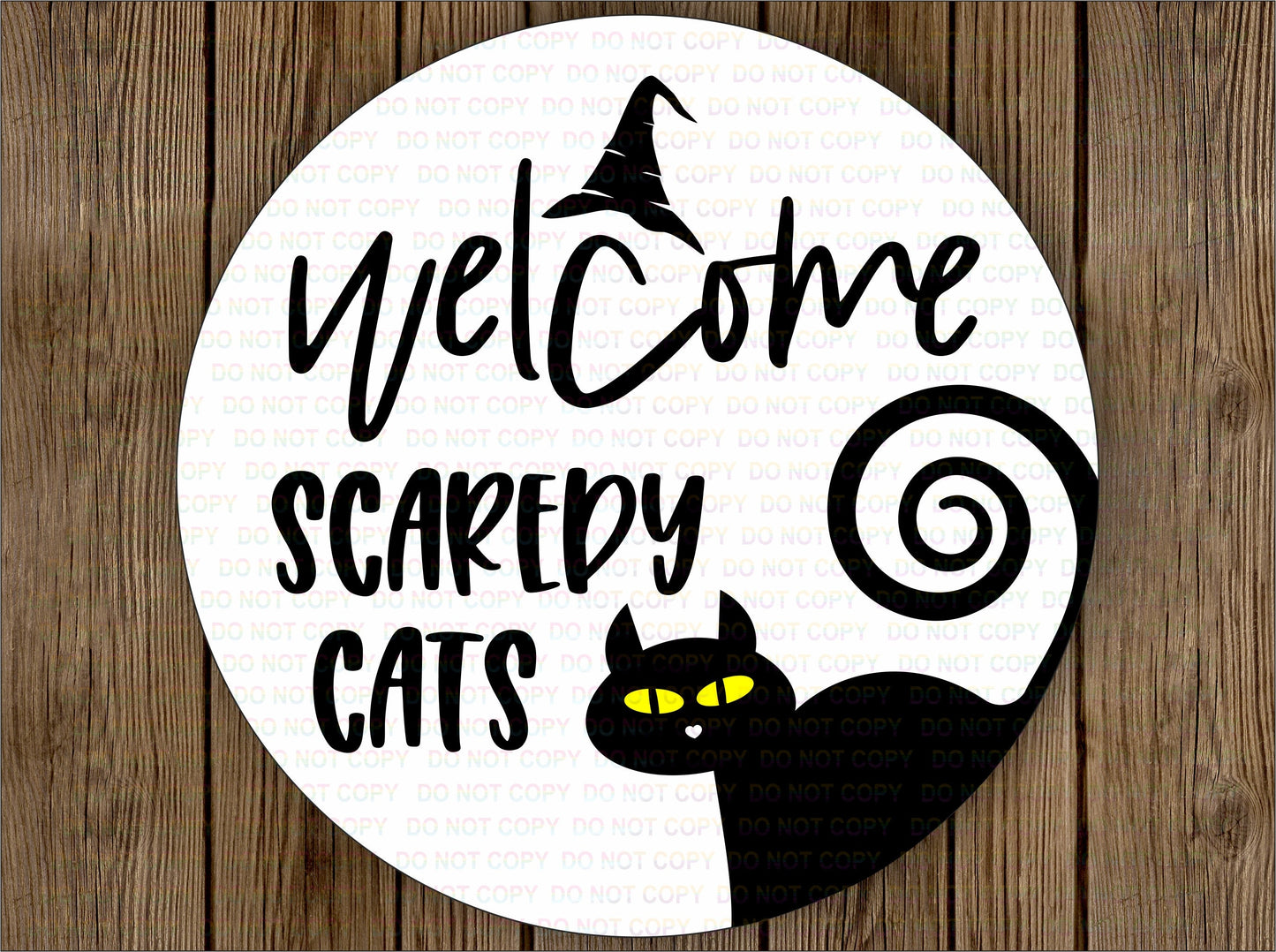 Scaredy Cats sign, Halloween wreath sign, Witch cat sign, black cat wreath sign