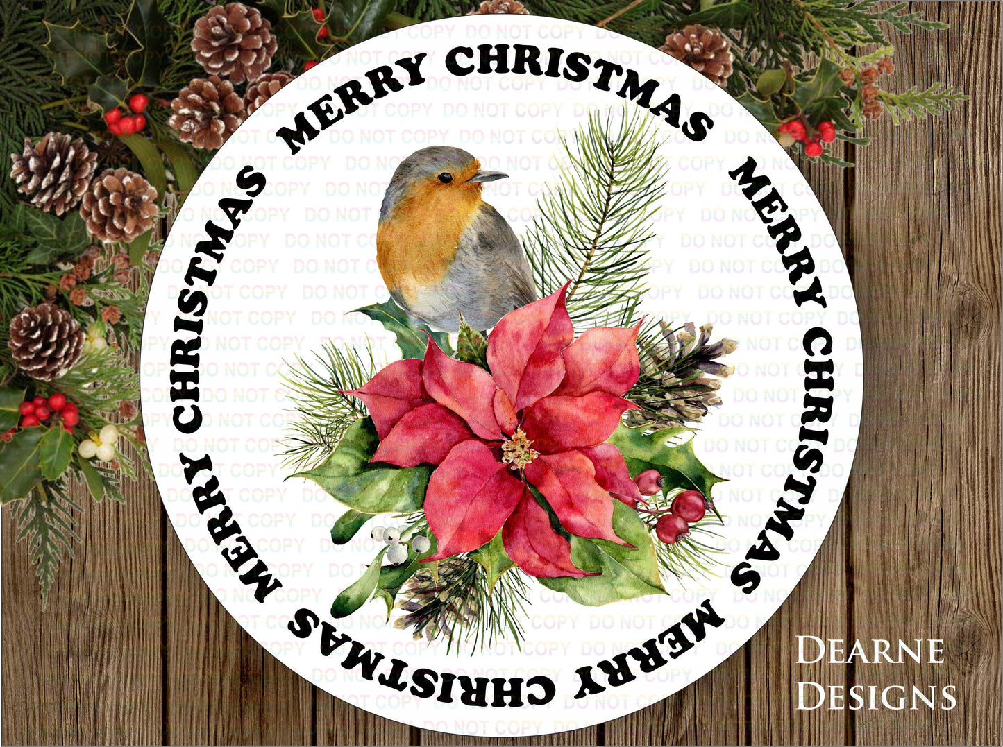 Robin xmas wreath sign