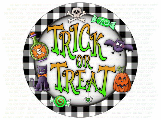 Halloween wreath sign, Trick or treat sign, Trick or treat wreath sign