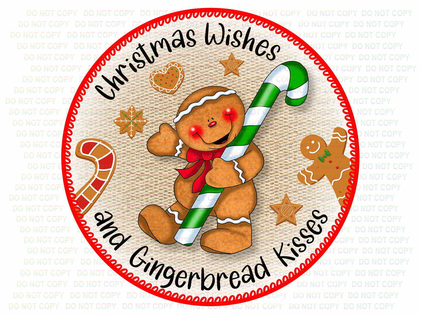 Gingerbread Kisses wreath sign