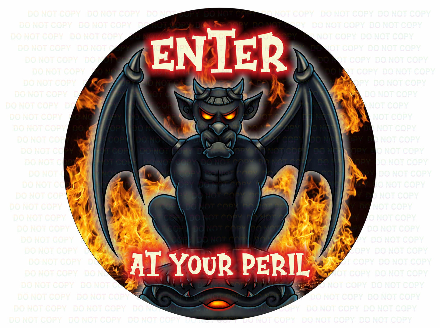 Enter At Your Peril Halloween wreath sign, Gargoyle sign, Trick or treat wreath sign